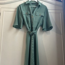 Zara Mint Green Waisted Midi Dress Size M