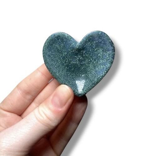 Moss agate heart dish - heart,