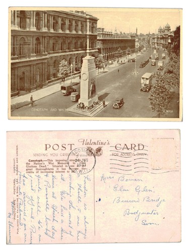 Postcard the cenotaph and - -,