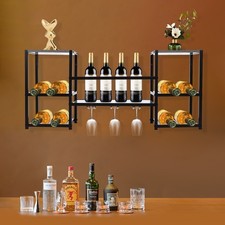 Wall Mounted Wine Glass Rack Shelf Bar Drink Bottle Storage Display Holder