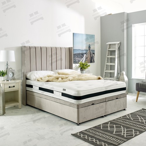 Ottoman bed velvet - velvet, panelled