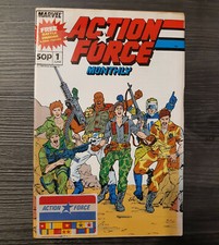 Marvel Comics British UK 80's Action Force Issue 1 + free gift badge RARE Gi Joe