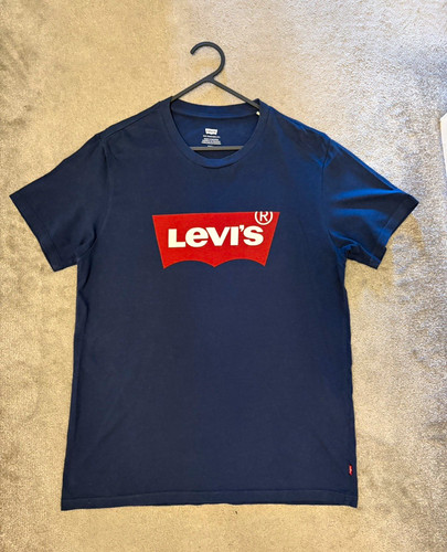 Levi men blue cotton - men's, crew