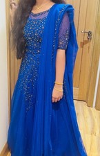 Blue Indian Lehenga Choli Saree Bollywood Designer Bridal Party