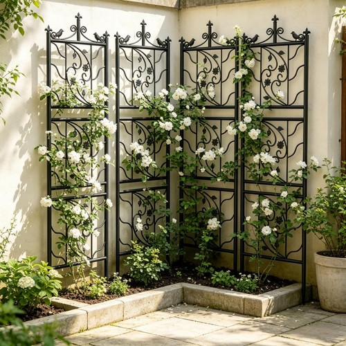 Set metal garden trellis - of,