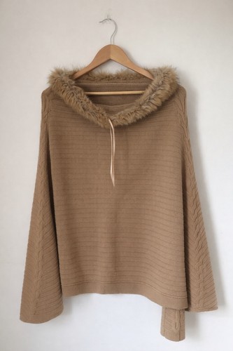 Women brown hooded poncho - women’s,