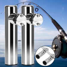 2X Boat Fishing Rod Holder Clamp-on 7/8"-1" Rail Mount 316 Stainless Steel UK