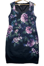 Monsoon Sleeveless Shift Dress Floral Peonies Design Women’s Size Uk16 smart