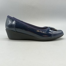 Pavers Ladies Navy Patent Wedge Shoes Size 5