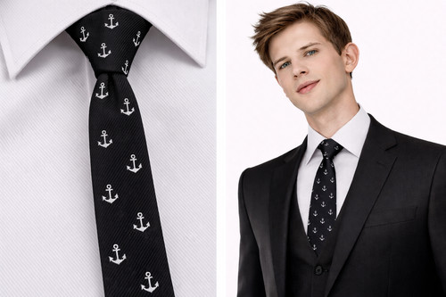 Twill men black tie - tie, skinny