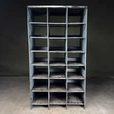 Large Metal Industrial Pigeon Hole Shelves Restored and Sealed for Storage