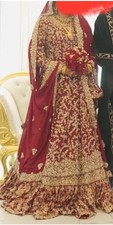 Asian Bridal Red/maroon Farshi