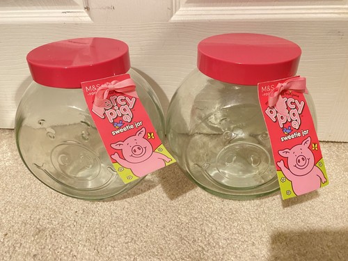Glass percy pig sweetie jar - 2x,
