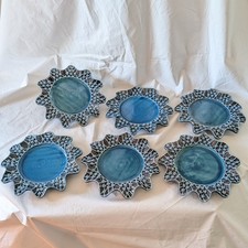Vtg Mackenzie Childs Wittika Rare Blue Six Plate Set Original Collection 1983 