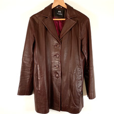 Vintage 90s 00s Oxblood Brown Soft Leather Jacket Size Approx UK 14