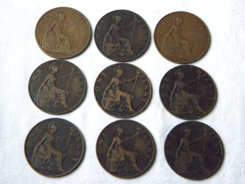 Old english pennies 1899 - pennies,