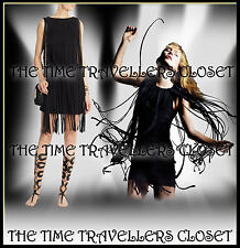 Topshop Kate Moss Roaring 1920s Black Tassel Fringe Dress Gatsby Flapper UK 6 34