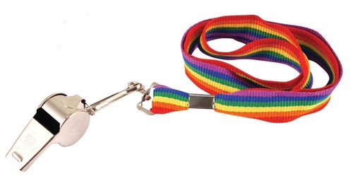 Metal whistle rainbow cord - metal,