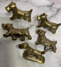 5x Solid Brass Schnauzer Dog Miniature Decorative Animal Sculptures Figures