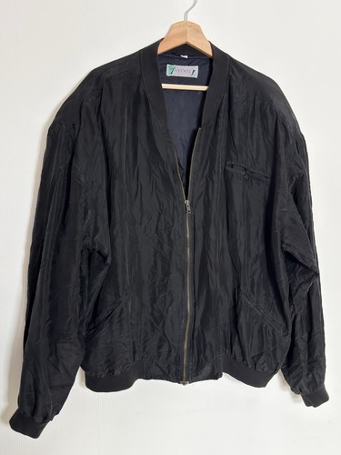 Black vintage 100 silk bomber - vintage,