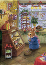 Vintage Christmas Card Bunny Sweet Shop - Beautiful Nostalgic Greeting Card