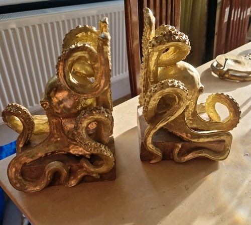 Gold octopus pair - gold, of