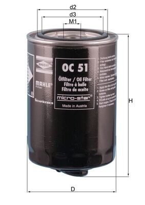 Mahle oil filter for - of,
