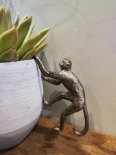 Gold/Bronze Colour Resin Monkey Pot Hanger Buddy. Ornament 