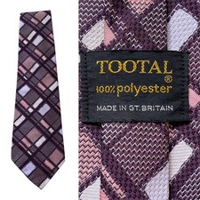 TOOTAL VINTAGE 70s Wide Kipper Tie Mod Scooter Necktie 1970s Purple Check