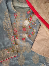 Blue Embroidered cotton kameez