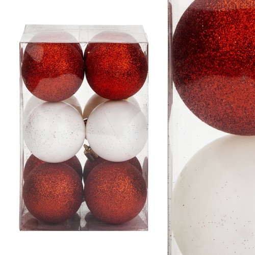 Red white baubles - white, assorted