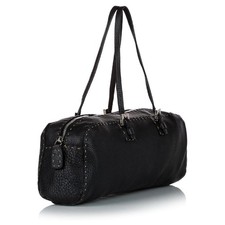 Fendi bag Selleria bauletto baguette bag black leather silver hw ref ys