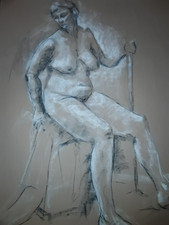 Original Female Nude Drawing On Paper, Mixed Media, Paintings, Sketch, Abstract