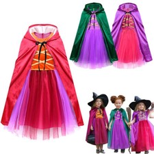 Kid Halloween Hocus Pocus 2 Costume Winifred Sanderson Sarah Cosplay Witch Dress