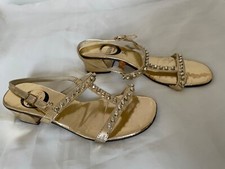 Vintage Timpson Empire Gold Sandals Heel Shoes Size UK 5 evening 1960's 