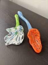 Blown Glass Lily Flowers Aqua