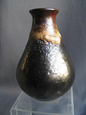 West German fat lava vase Cartens Gerda Heuckeroth Metallic glaze