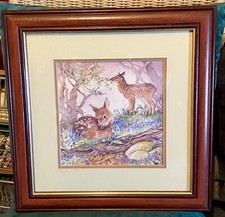 Glenda Rae Signed Framed Print Of Deer And Fawn.