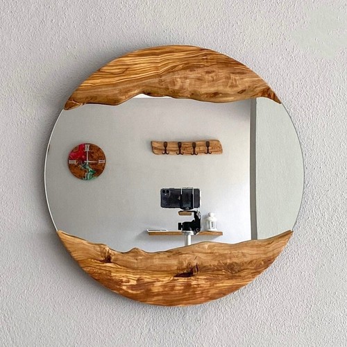 Olive wood oval - wood, frame