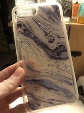 Blue Marble Silver Stars Glitter Back Cover Phone Mobile Case iPhone 6 7 8 Plus