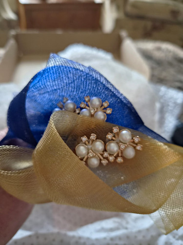 Handmade blue gold - gold, mesh
