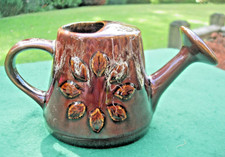 Vintage KERNEWEK  Pottery Watering Can Vase Decorative Cornwall Brown Honeycomb