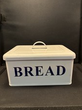 White Metal Bread Bin Vintage