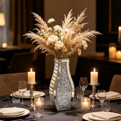 Mirrored flower vase crushed - vase,