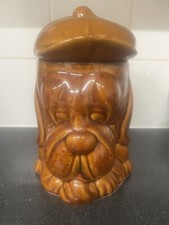 Vintage Ceramic Droopy Bassett Hound Dog Biscuit Barrel Cookie Jar Lidded Brown