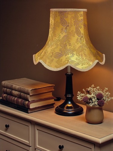 Gold paisley table lampshades