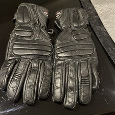 Black Leather Winter Motorbike Gloves Waterproof Hard Knuckle Gloves Size Large