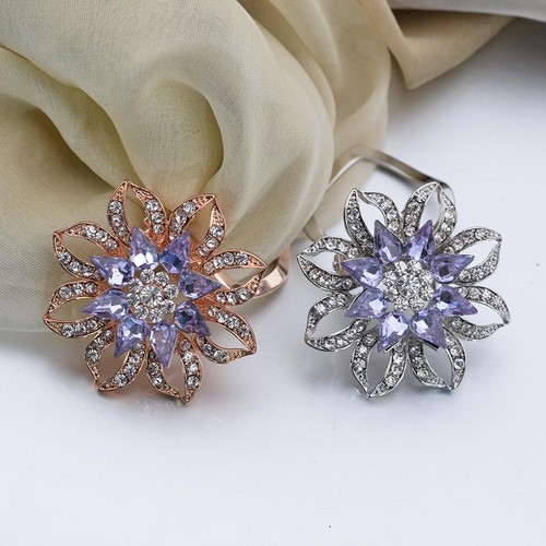 Crystal flower brooch pin - crystal,