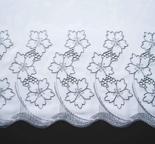 Embroidered White with Grey