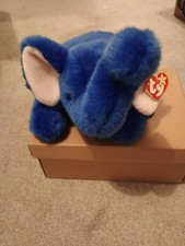 TY Original Beanie Buddy - Peanut Royal Blue Elephant with Tag